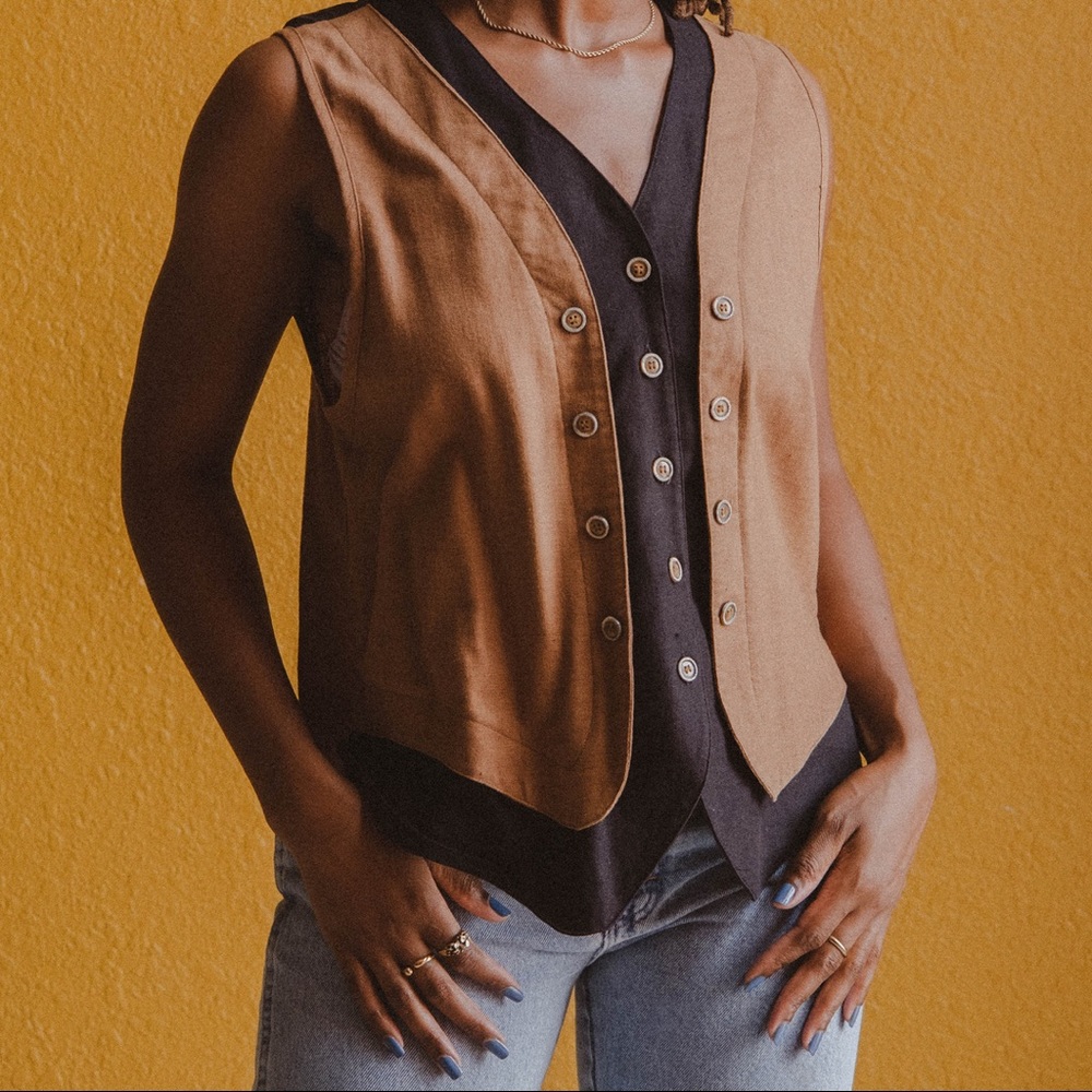VTG White Stag Black & Brown Vest